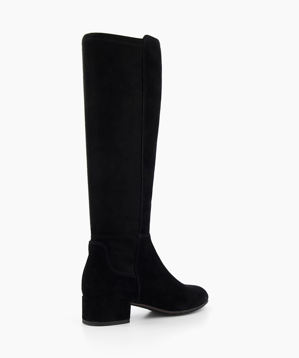 Black suede knee high boots wide fit shop