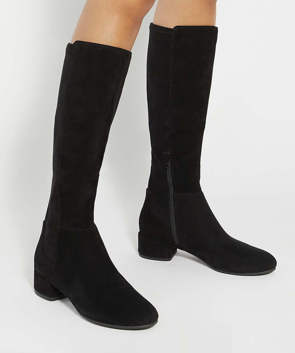 Suede black long boots shop