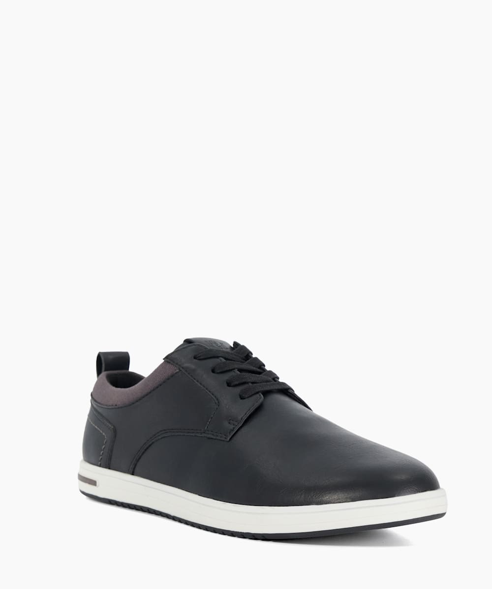 Mens black leather trainer shoes clearance