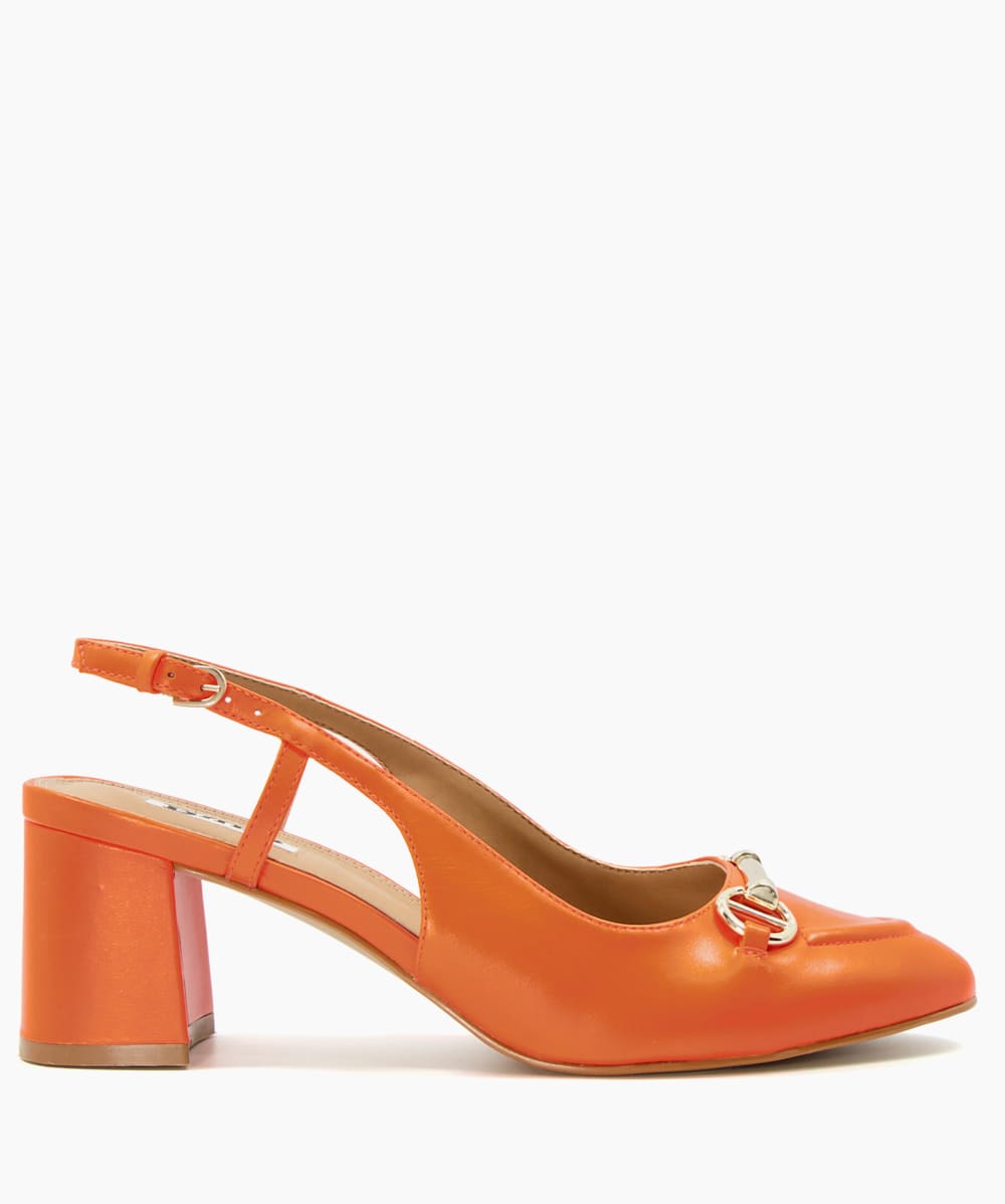 Orange block heel pumps clearance