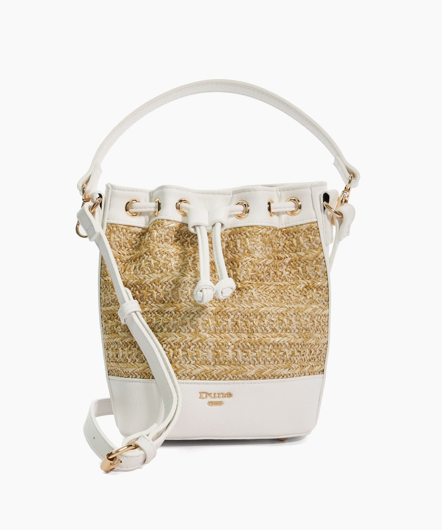 Daisyo White Raffia Drawstring Bag Dune London