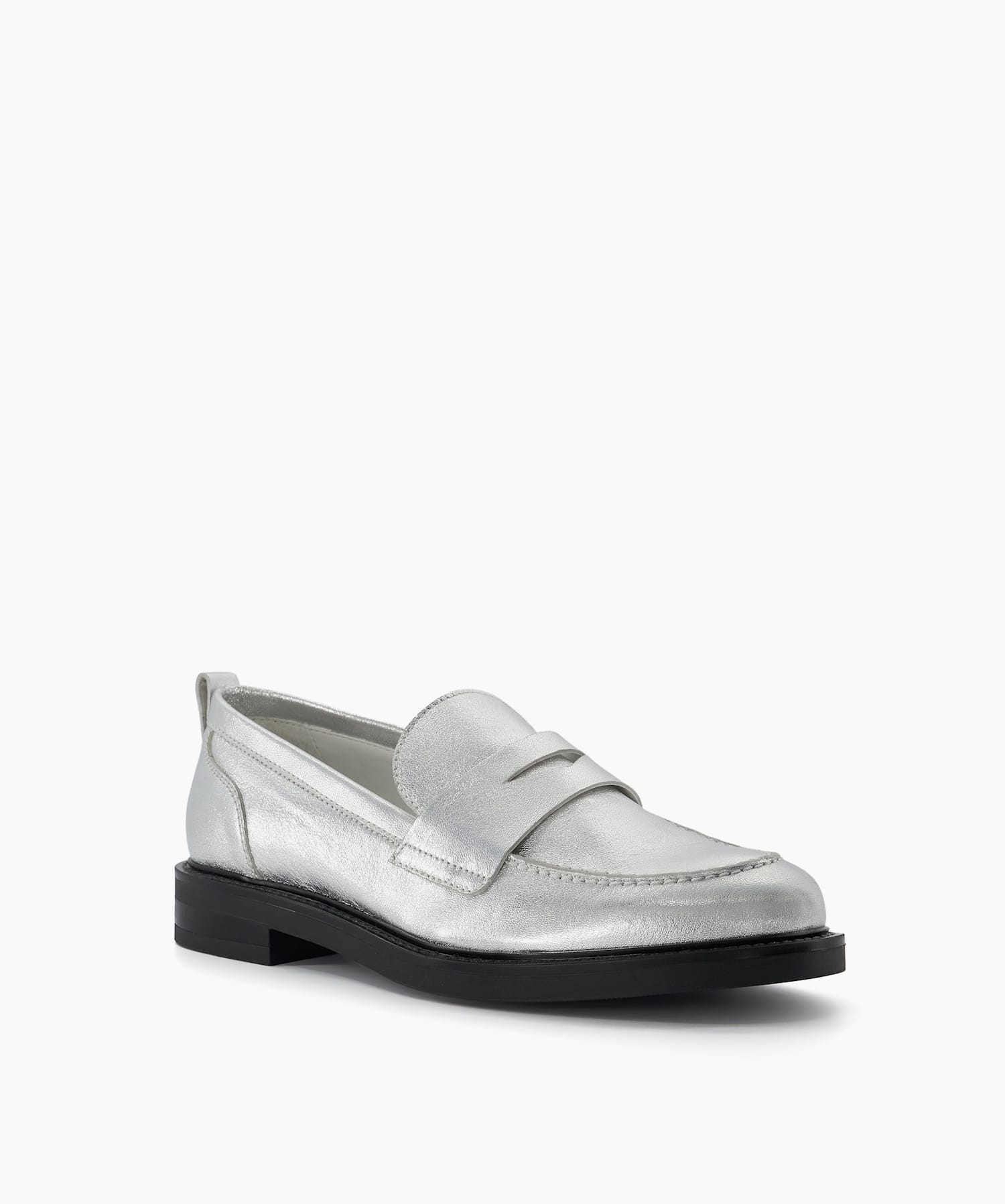 Ladies silver online leather loafers