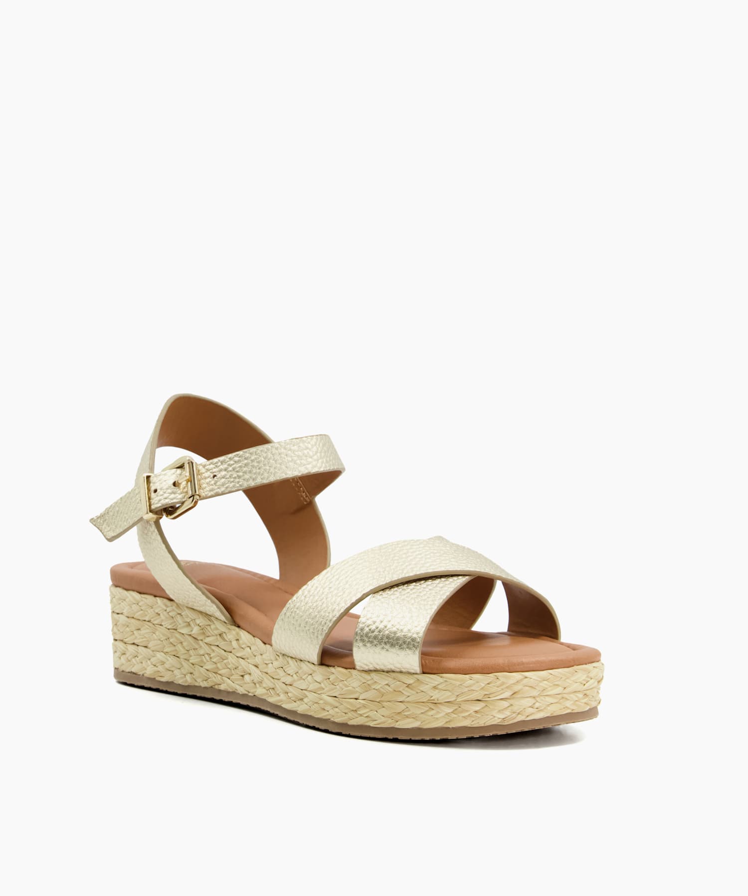 Linnie Gold Woven Flatform Sandals Dune London