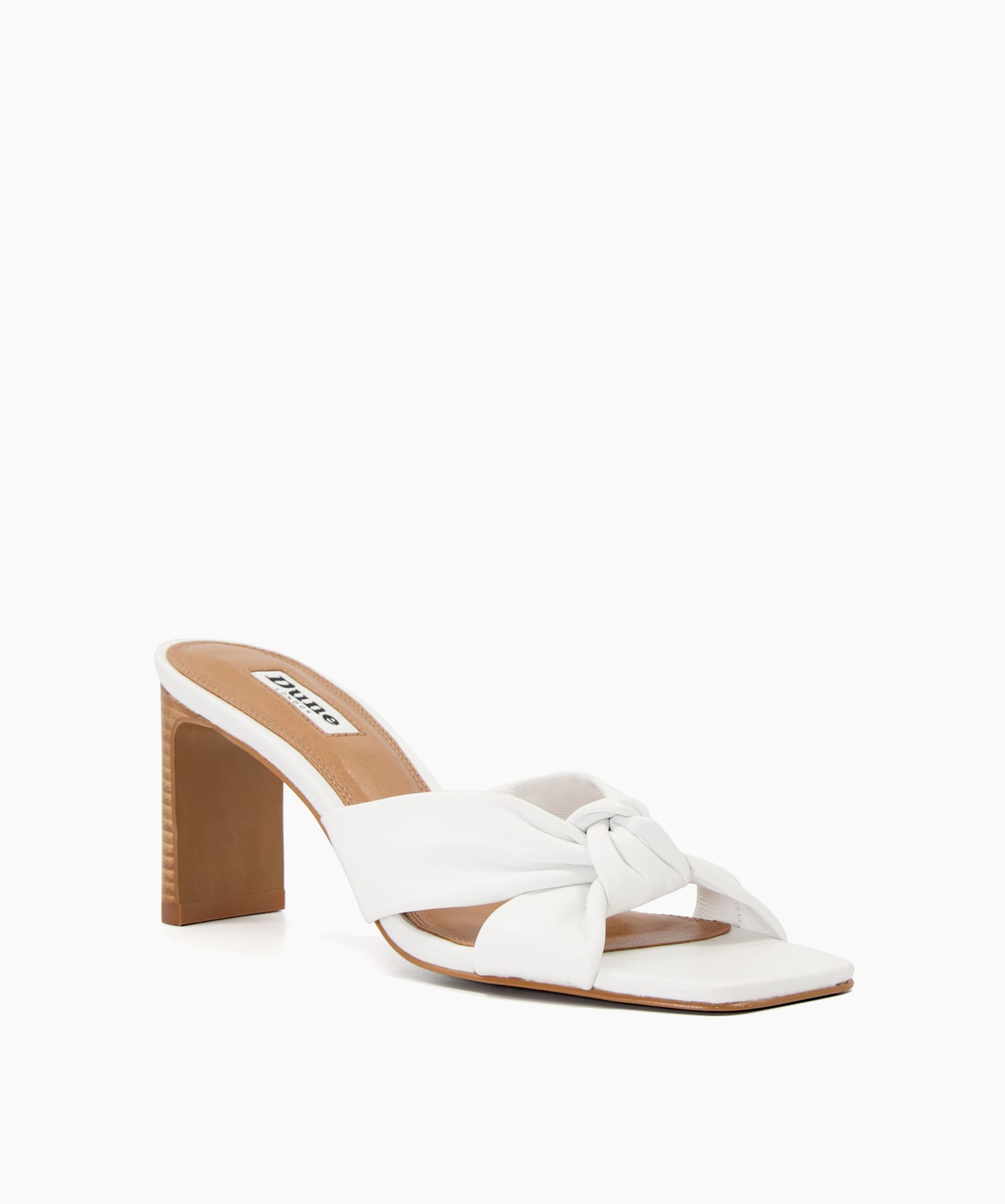 Maize White Knot Detail Leather Open Toe Mules Dune London