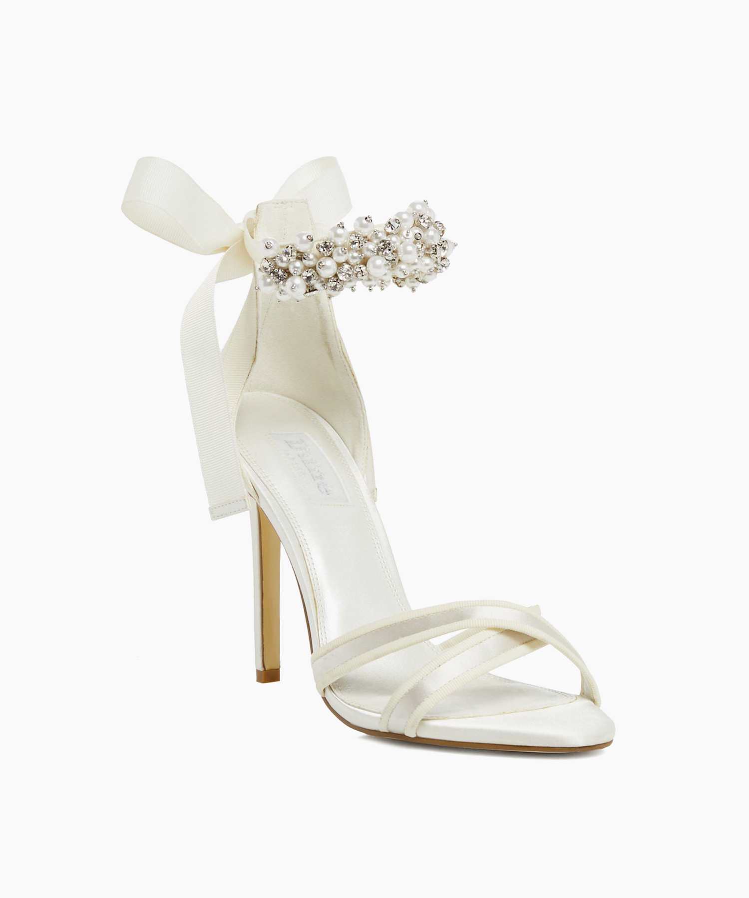 Martine Ivory Embellished Ankle Strap Wedding Shoes Dune London