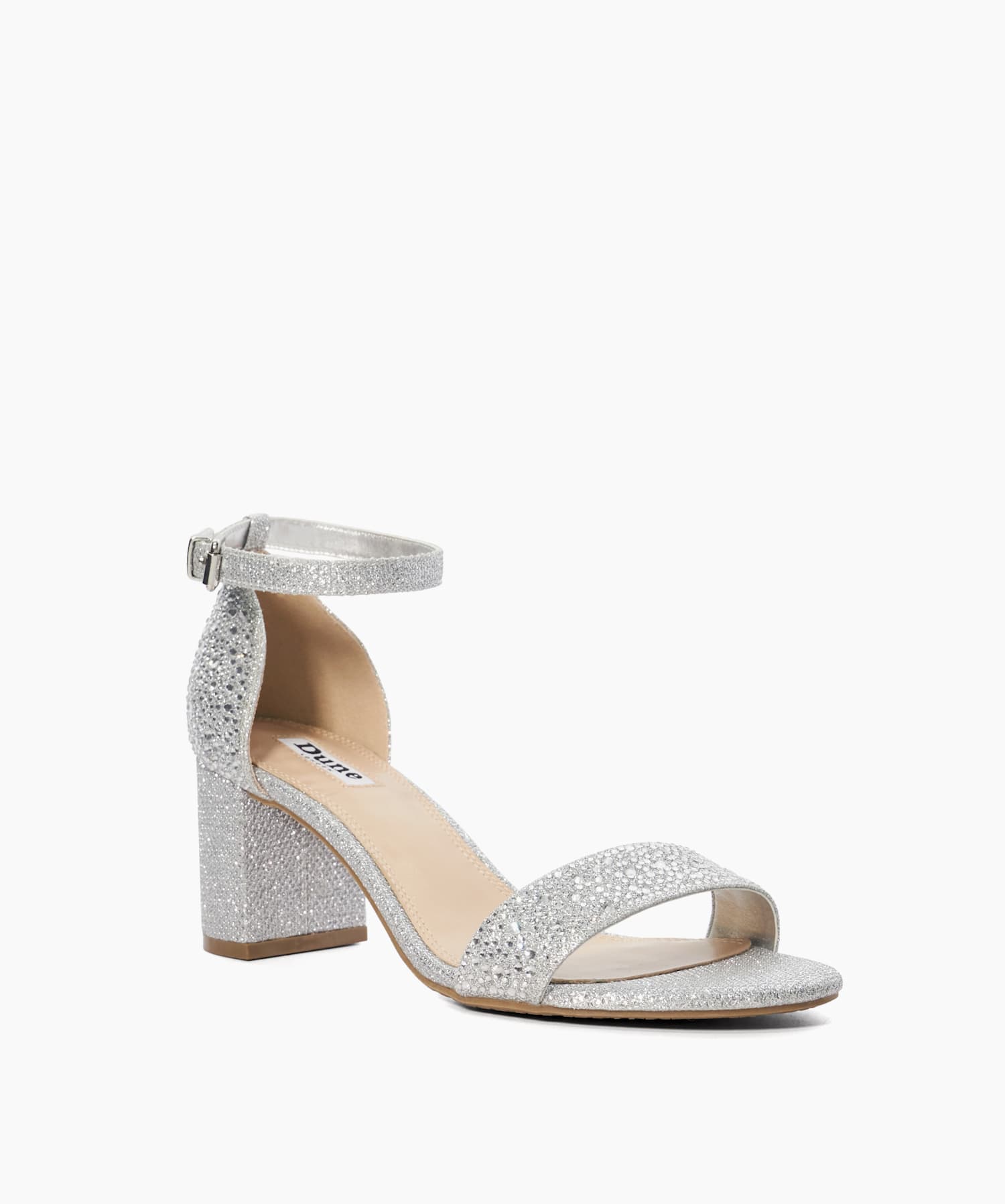 Silver diamante clearance block heel sandals