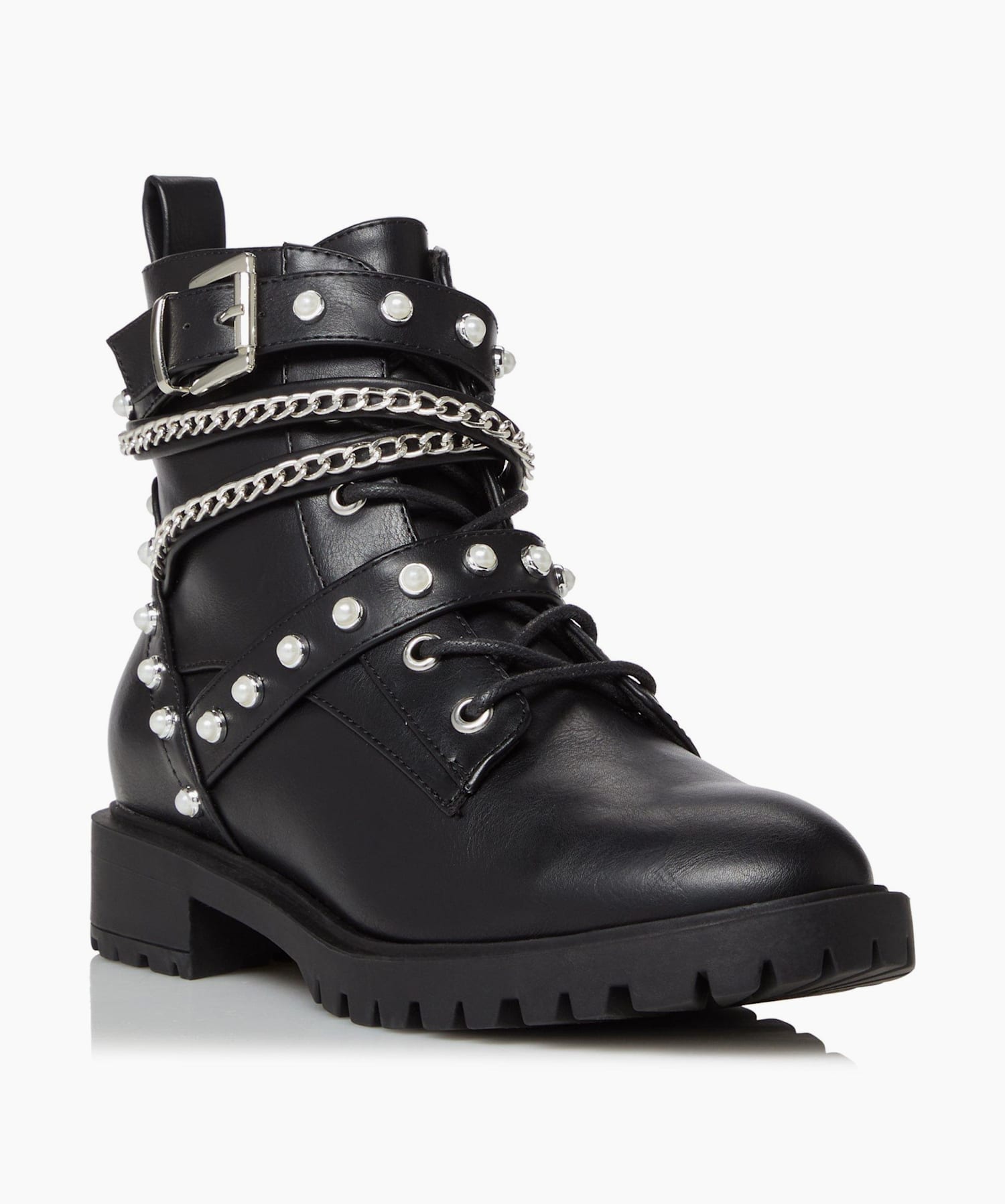Black pearl biker boots sales