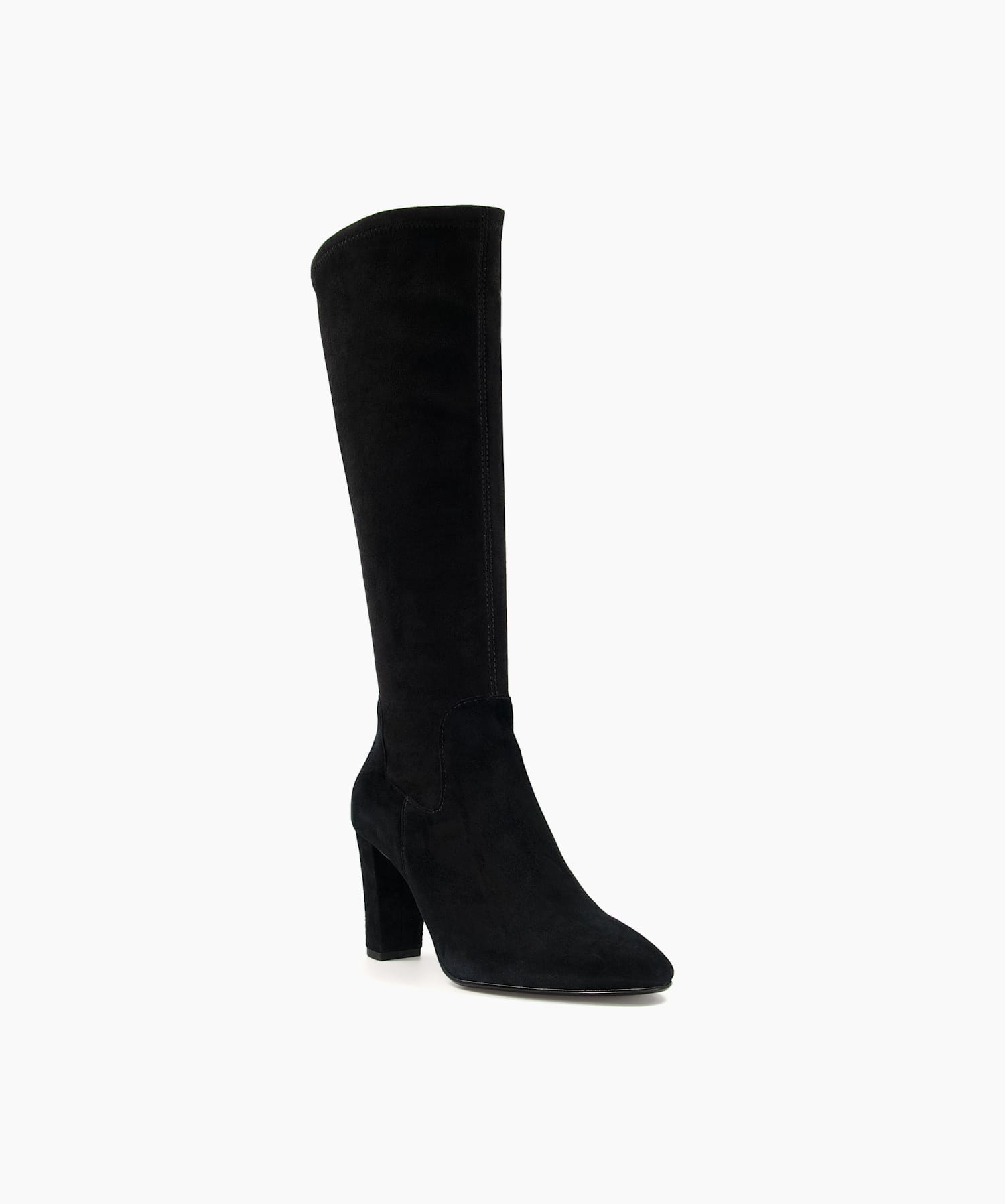 Black suede knee high boots wide fit sale