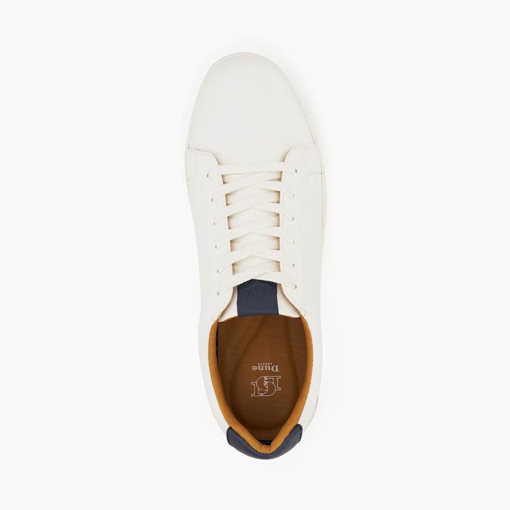 Tezzy White, Perforated Lace-Up Sneakers | Dune London
