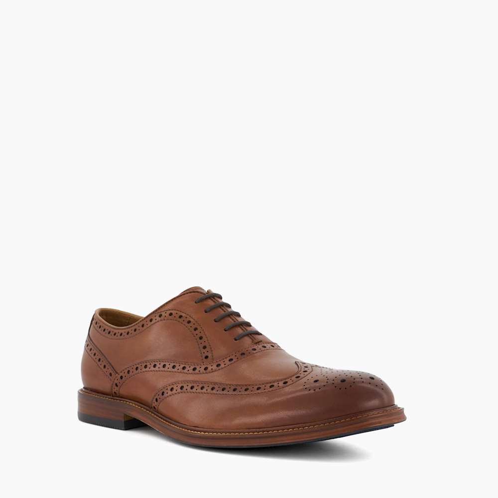 Solihull Tan, Toe-Cap Leather Lace-Up Shoes | Dune London display picture 2