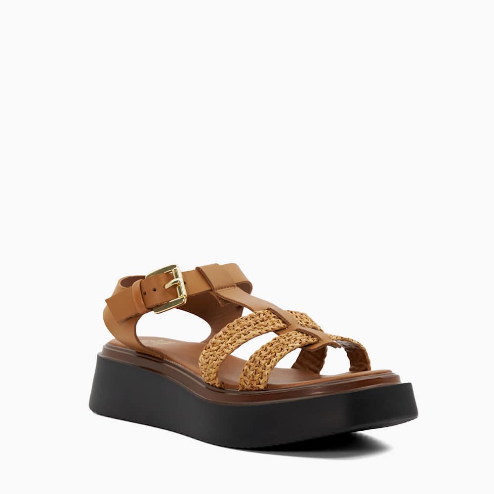 (取寄) デューンロンドン レディース ライオン Dune London women Lyons Tan Lyons Tan, Woven Leather Wedge Sandals | Dune London