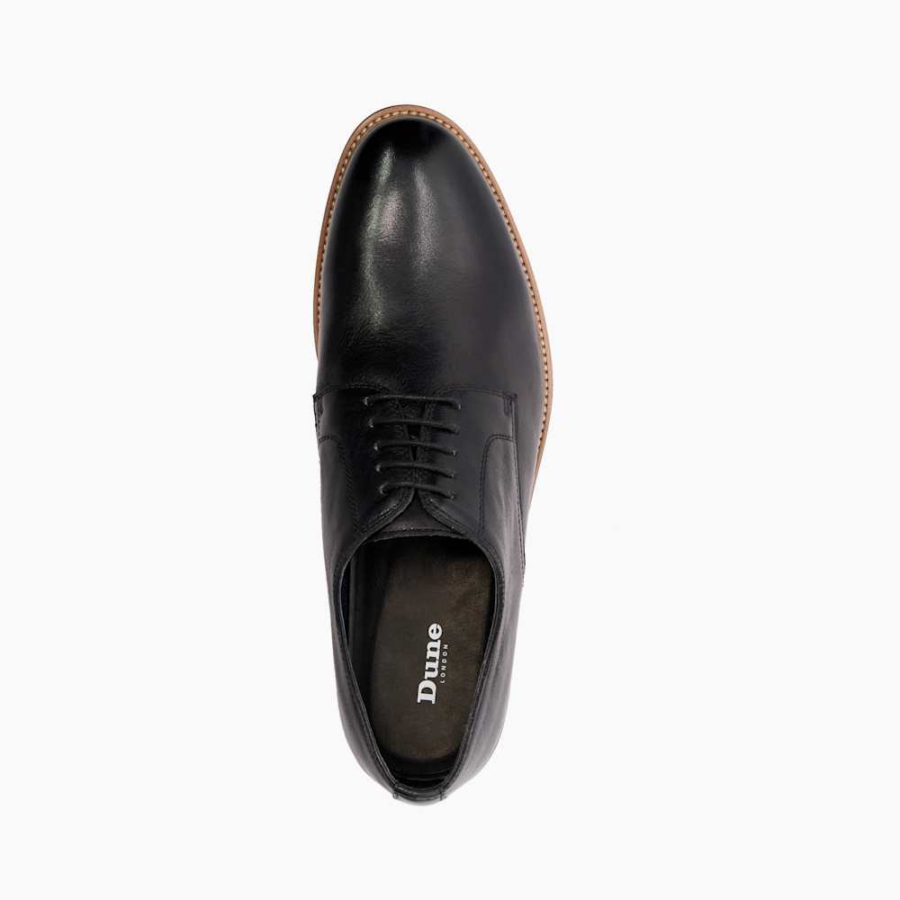 Stanleyy Black, Natural Wood Sole Gibson Shoes | Dune London