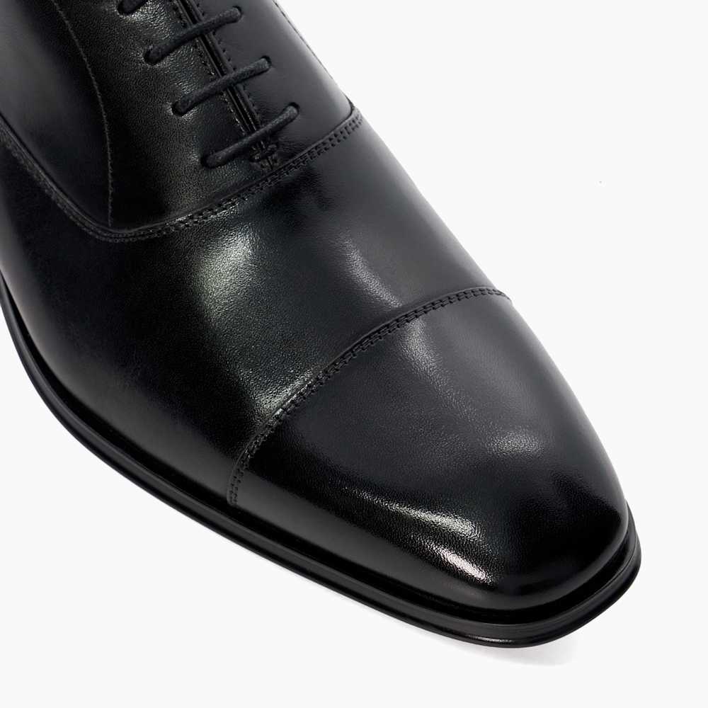 Solver Black, Leather Oxford Lace-Ups | Dune London