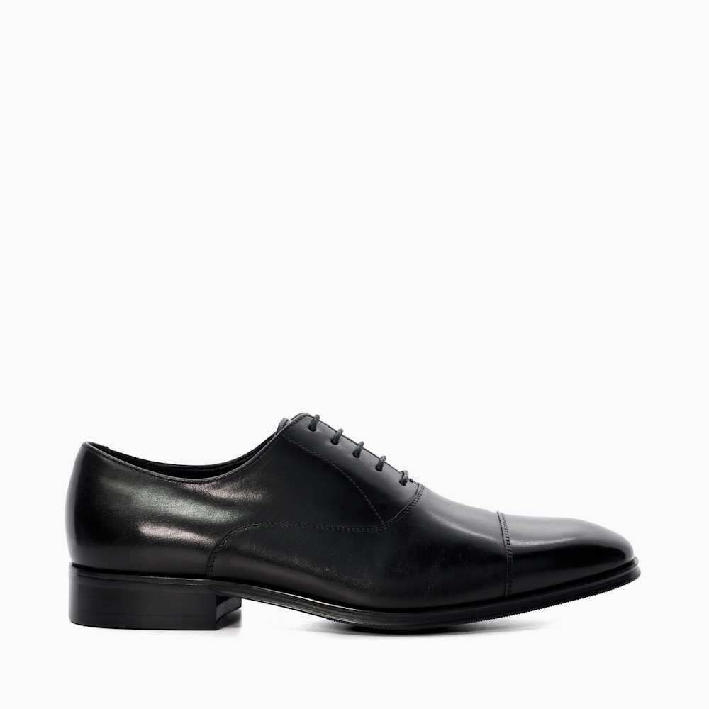 Solver Black, Leather Oxford Lace-Ups | Dune London display picture 3