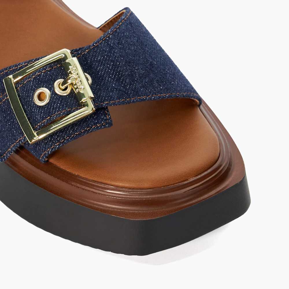 Loells Navy, Casual Flatform Sandals | Dune London