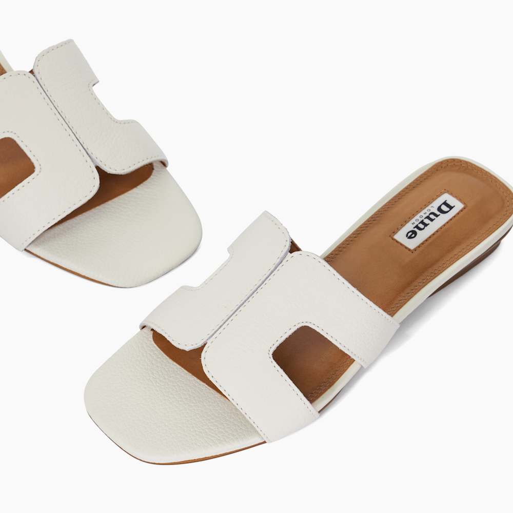 Loupe White, Smart Slider Sandals | Dune London