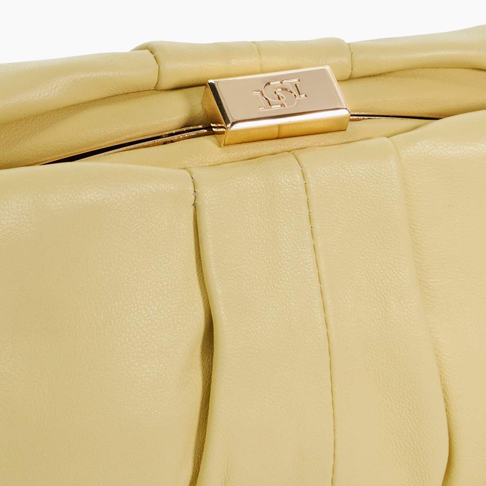 Drapery Lemon, Oversized Leather Handheld Clutch | Dune London