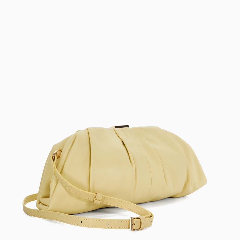 Drapery Lemon, Oversized Leather Handheld Clutch | Dune London