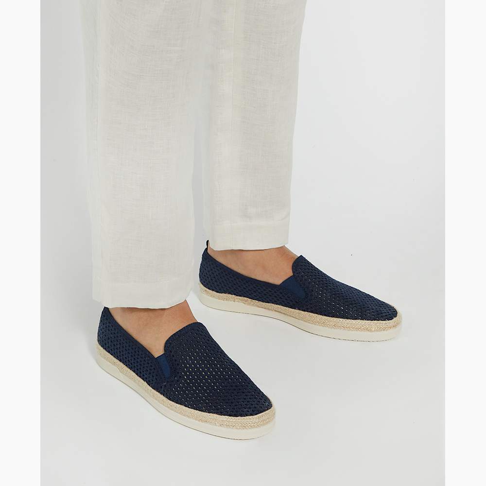 Fisherr Navy, Perforated Casual Espadrilles | Dune London