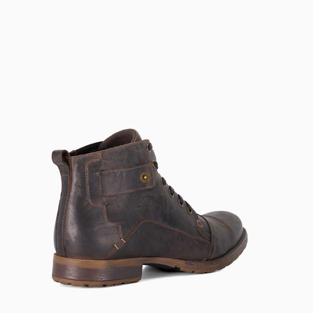 Simon Dark Brown, Leather Seam Detail Boots | Dune London display picture 3