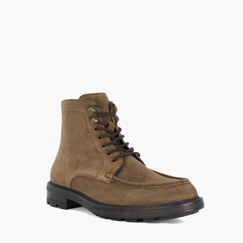 Clarise Taupe, Lace Up Cleated Sole Casual Boots | Dune London display picture 2