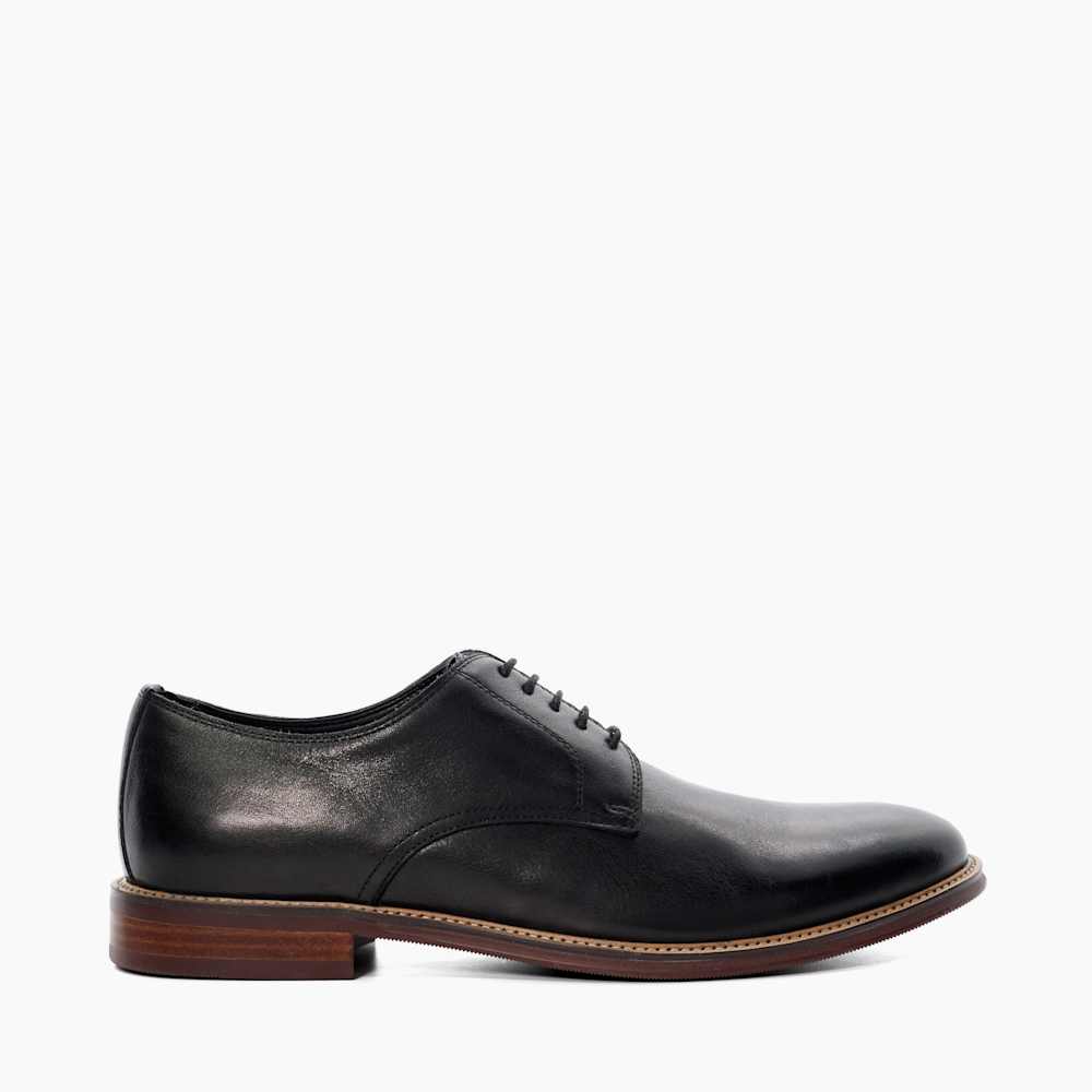 Stanleyy Black, Natural Wood Sole Gibson Shoes | Dune London