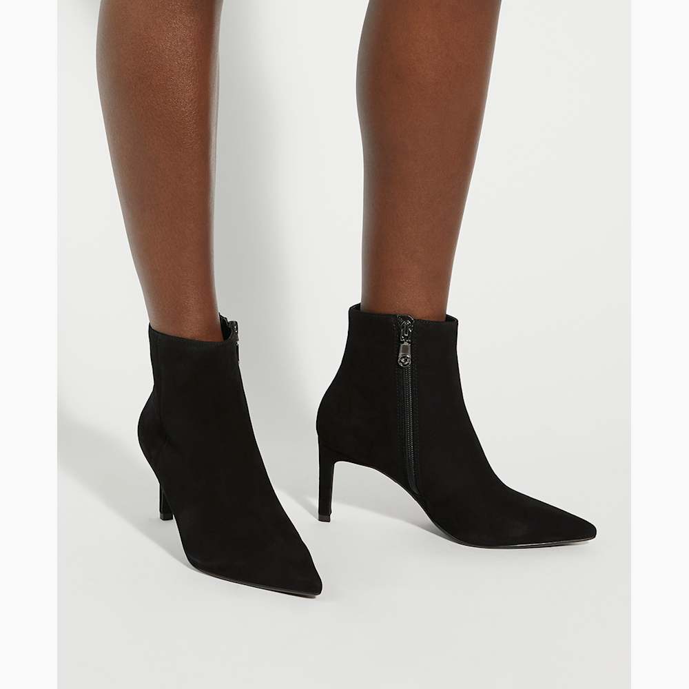 Obsessively Black, Wide Fit Pointed Toe Heel Ankle Boots | Dune London