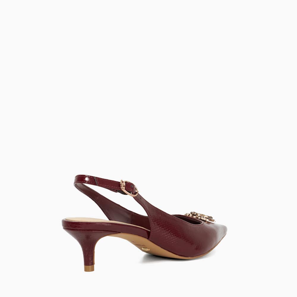 Context Burgundy, Dune Bug Embellished Kitten Heels | Dune London