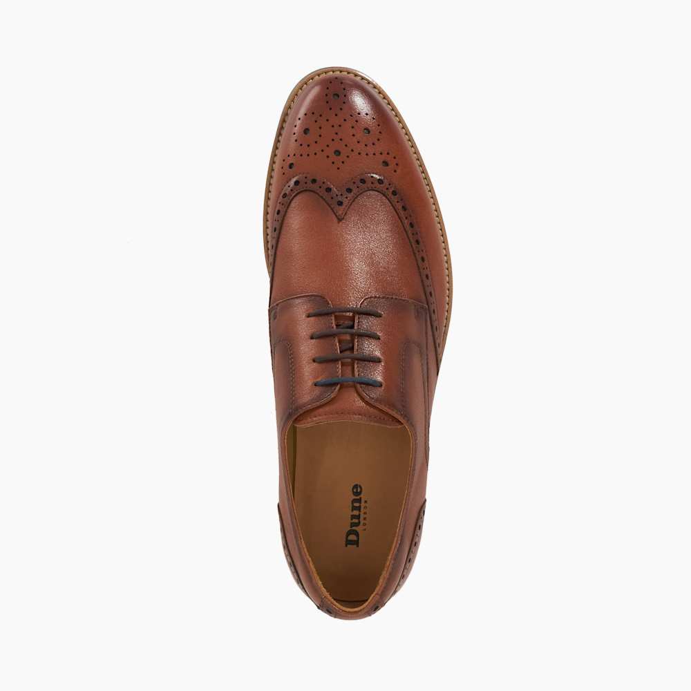 Stanford Tan, Leather Lace Up Brogues | Dune London display picture 1
