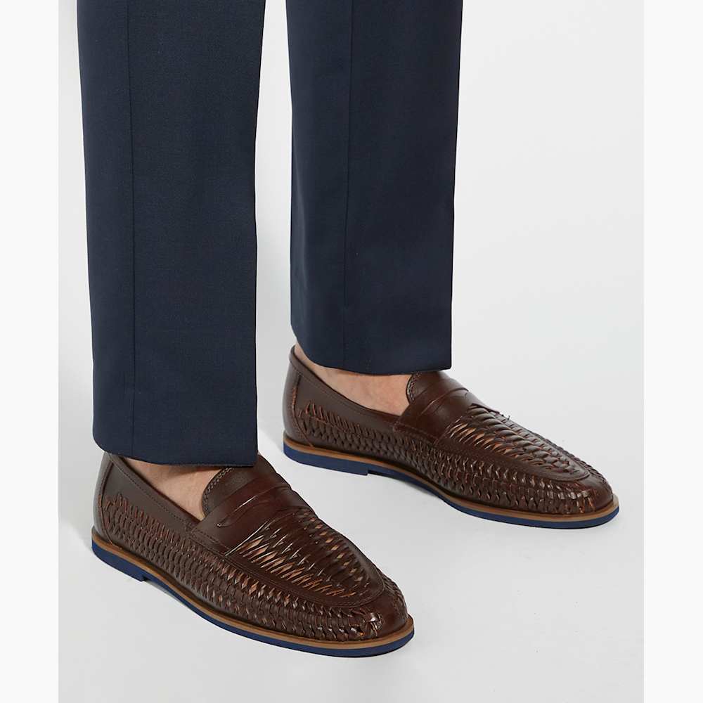 Bresley Brown, Woven Loafers | Dune London