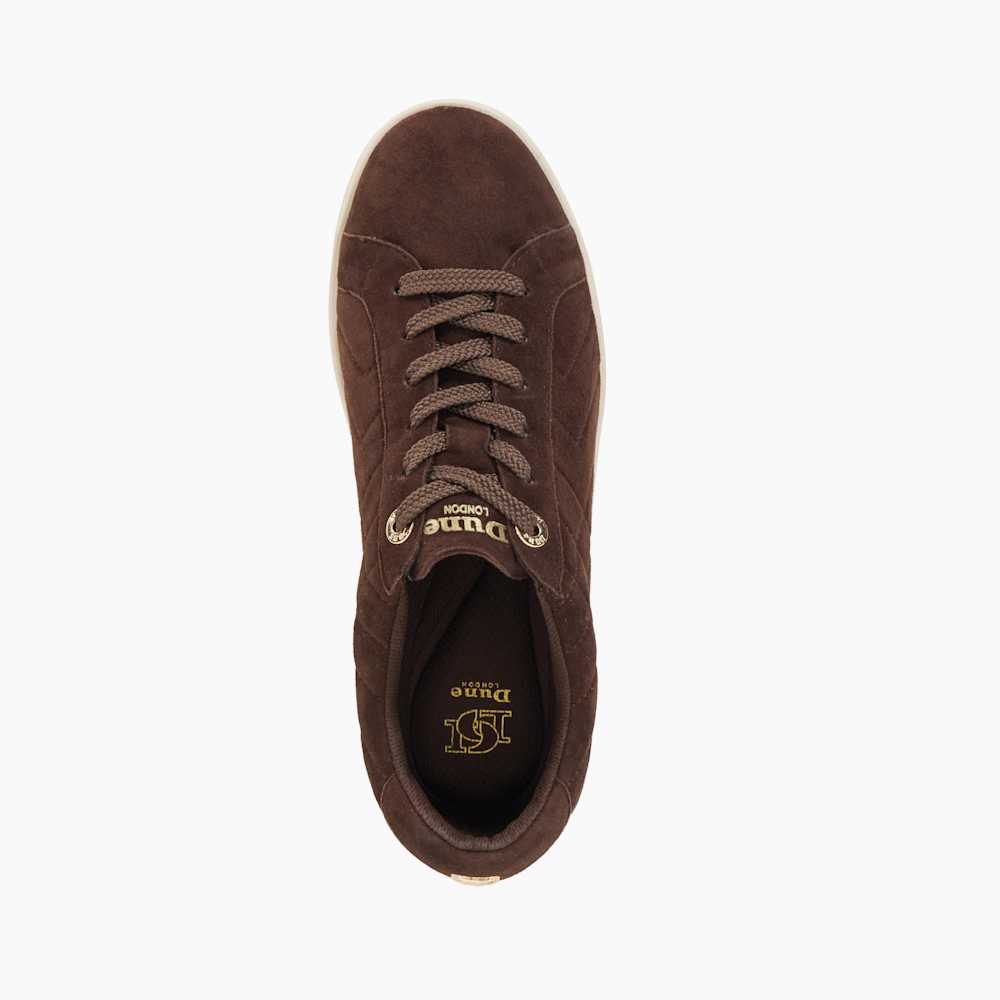 Egent Brown, Quilted Platform Sole Lace-Up Trainers | Dune London
