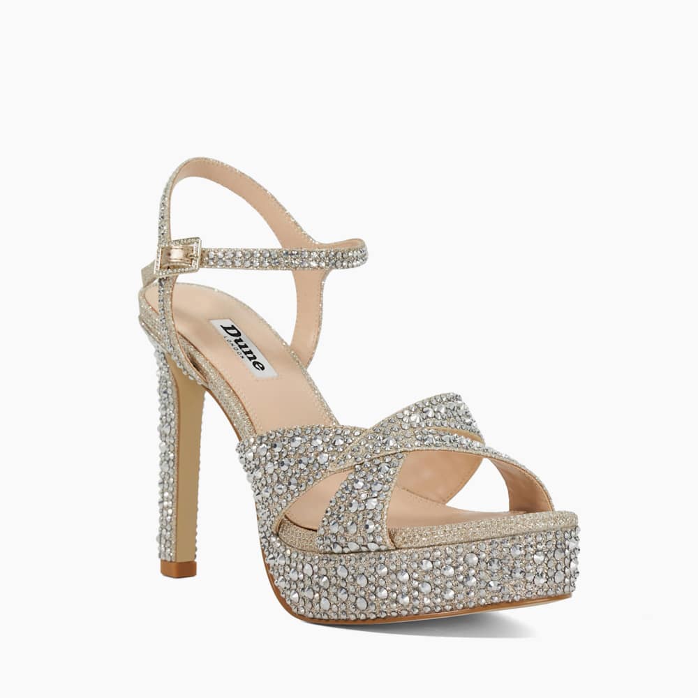 Mayve Gold, Stiletto Heel Sandals | Dune London