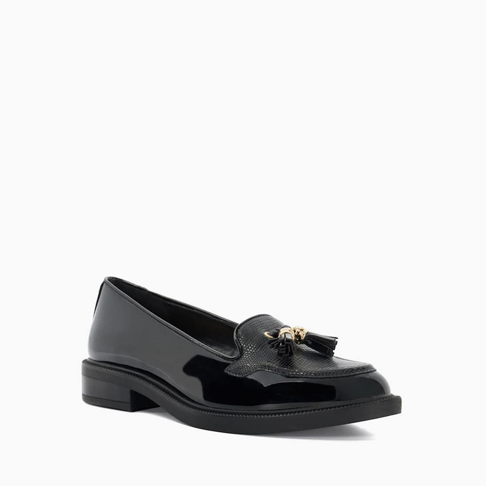 Grape Black, Patent Tassel Loafers | Dune London