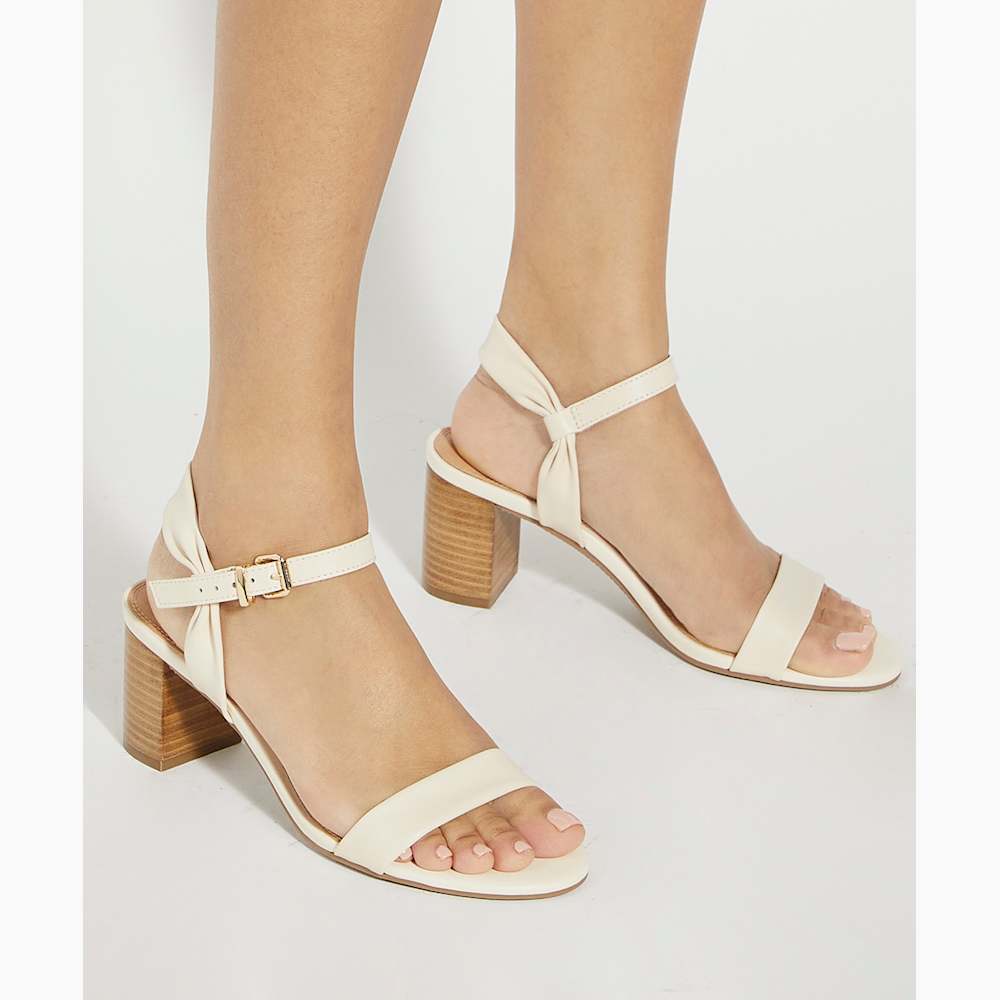 Jaliz Ecru, Wide Fit Block Heel Sandals | Dune London