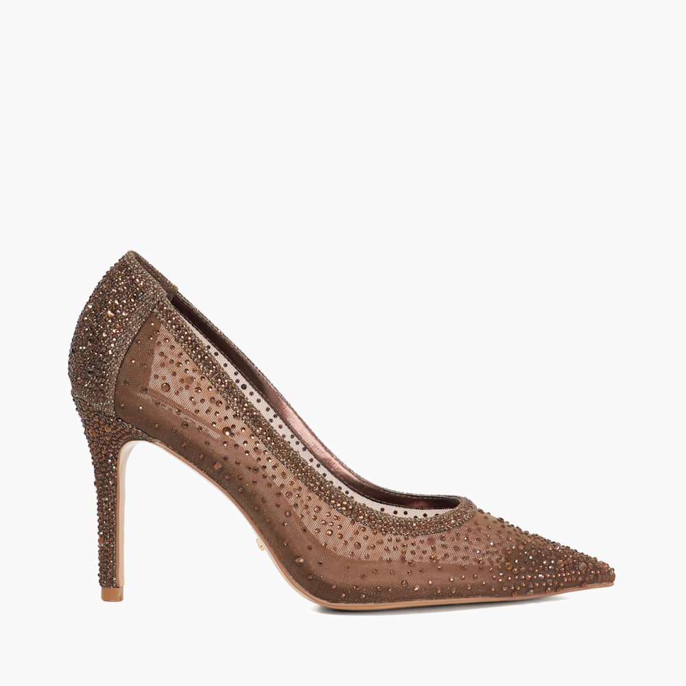 DUNE REAL LONDON 特集号　no6 Brightest Dark Brown, Mesh Diamante Court Shoes | Dune London