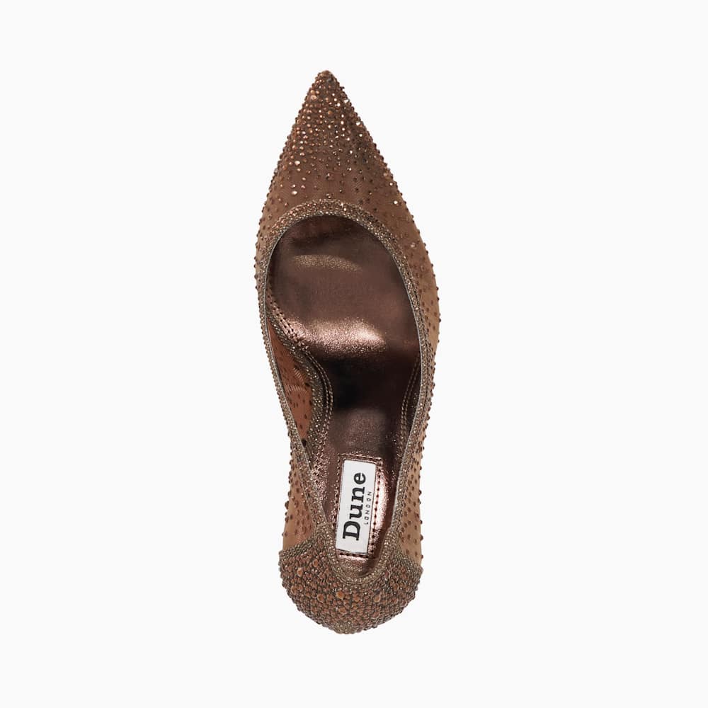 Brightest Dark Brown, Mesh Diamante Court Shoes | Dune London