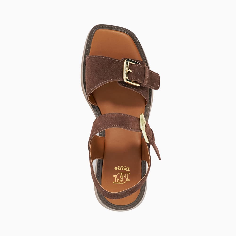 Luno Brown, Double Strap Flatform Sandals | Dune London