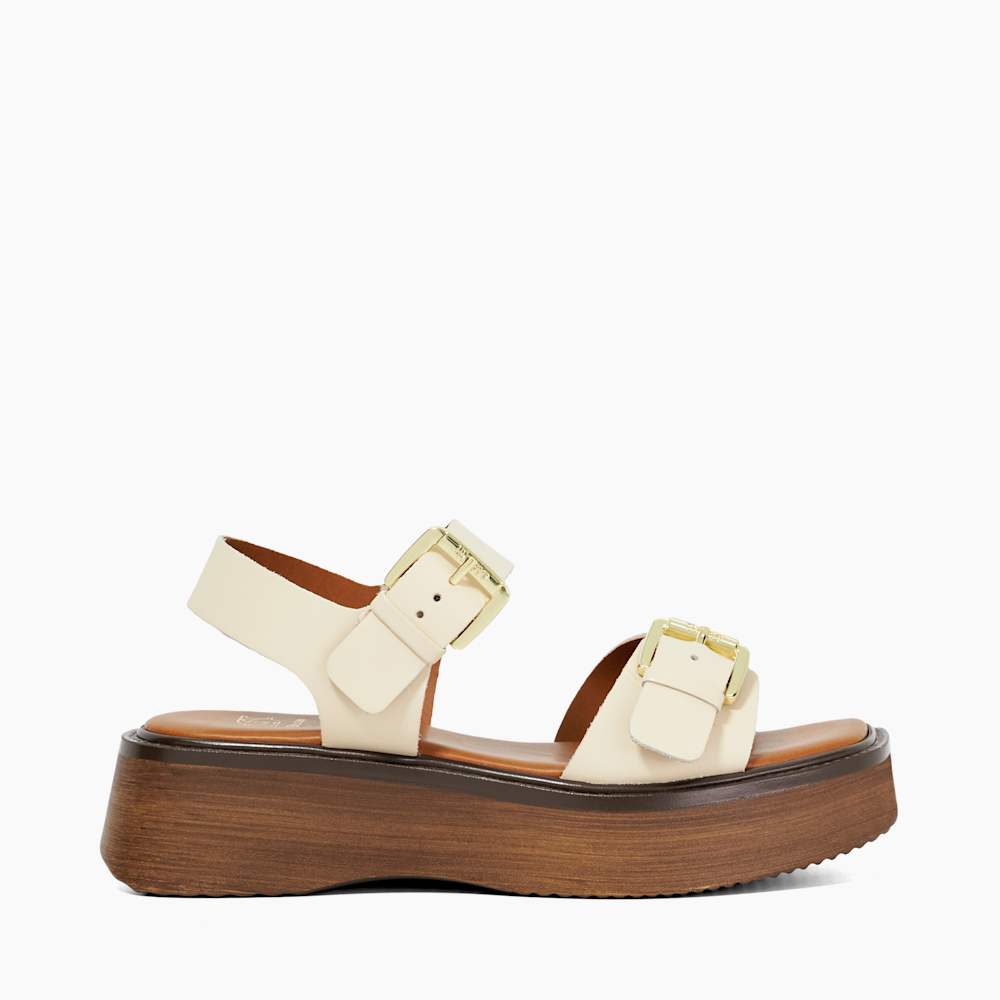 Luno Ecru, Double Strap Flatform Sandals | Dune London