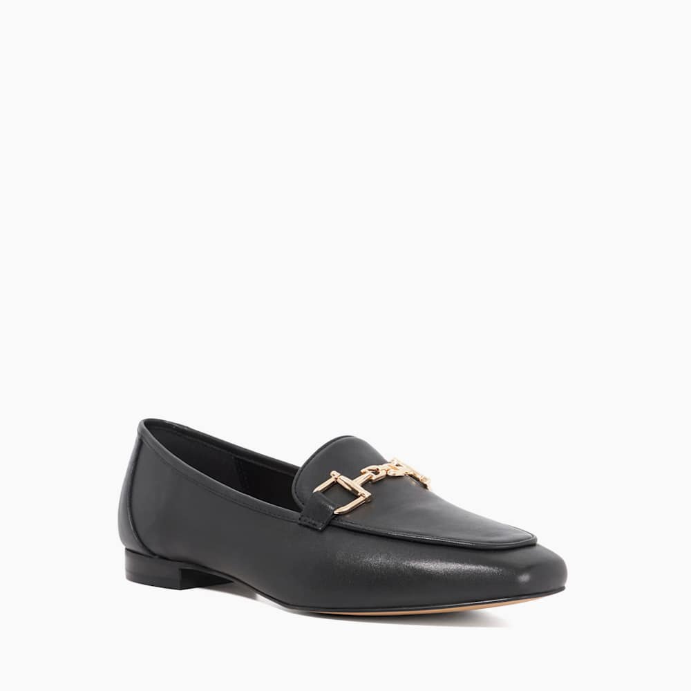 Grained Black, Suede Metal Trim Loafers | Dune London