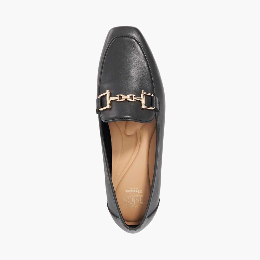 Grained Black, Suede Metal Trim Loafers | Dune London