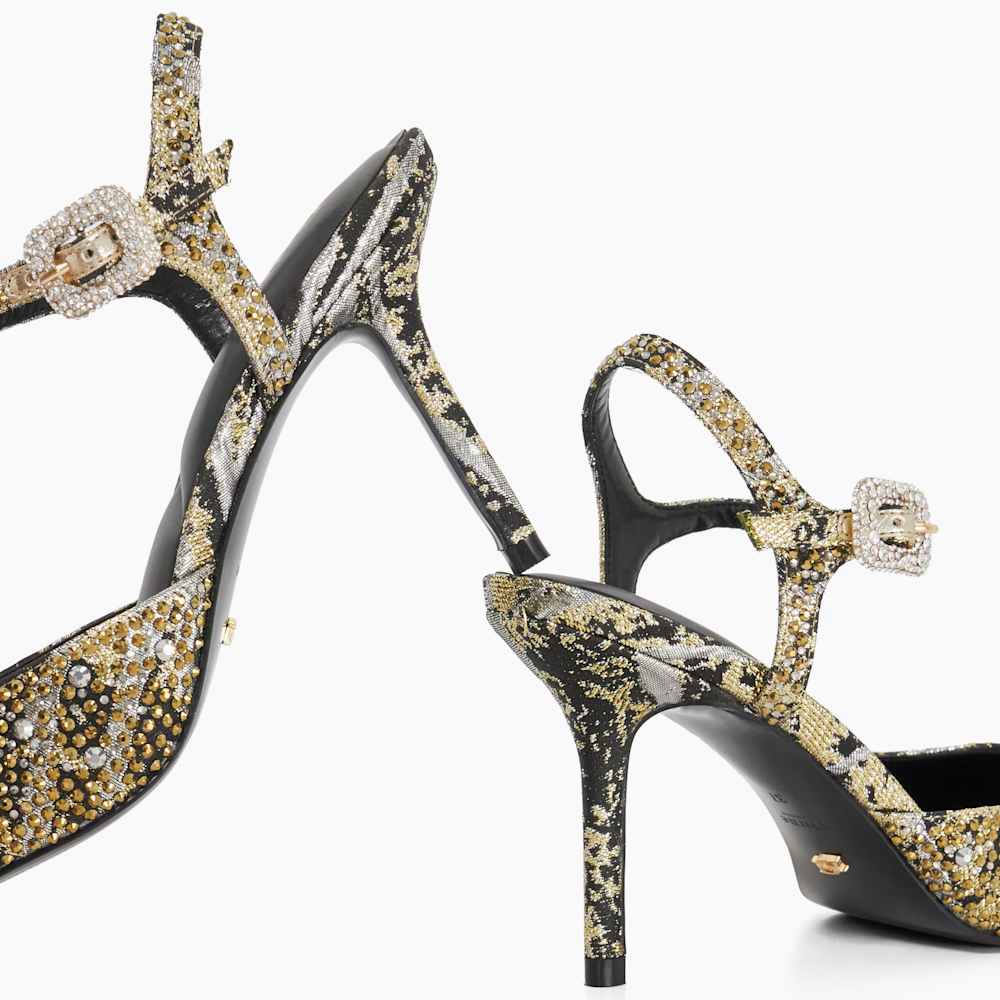 Confident Black, Hotfix Embellished Open Courts | Dune London