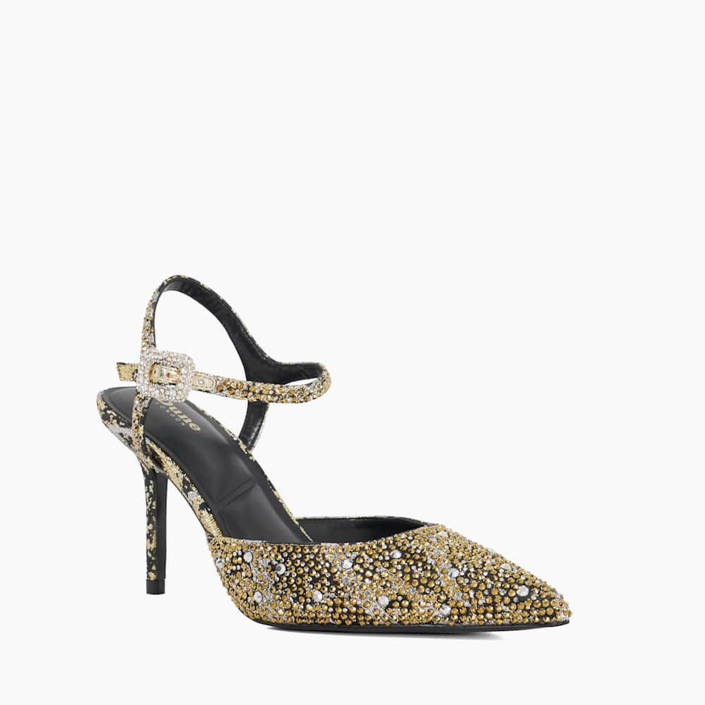 Confident Black, Hotfix Embellished Open Courts | Dune London