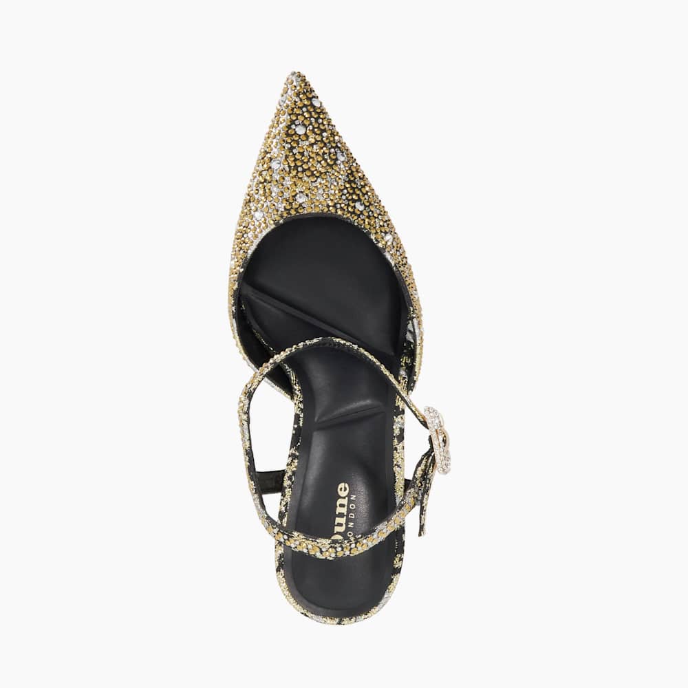 Confident Black, Hotfix Embellished Open Courts | Dune London