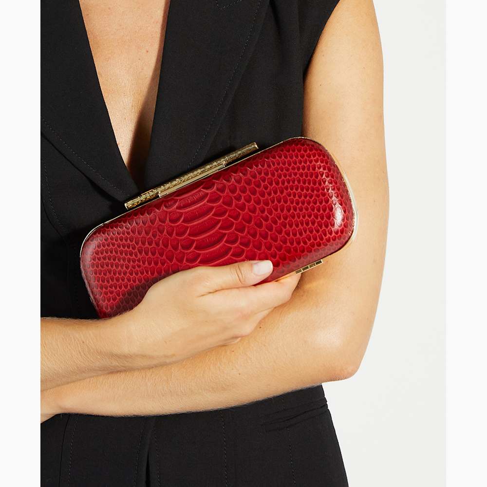 Stylish Women's Snake Print Crossbody Bag With Chain Strap - Perfect Evening Clutch & Shoulder Satchel In Red 12 thumbnail image