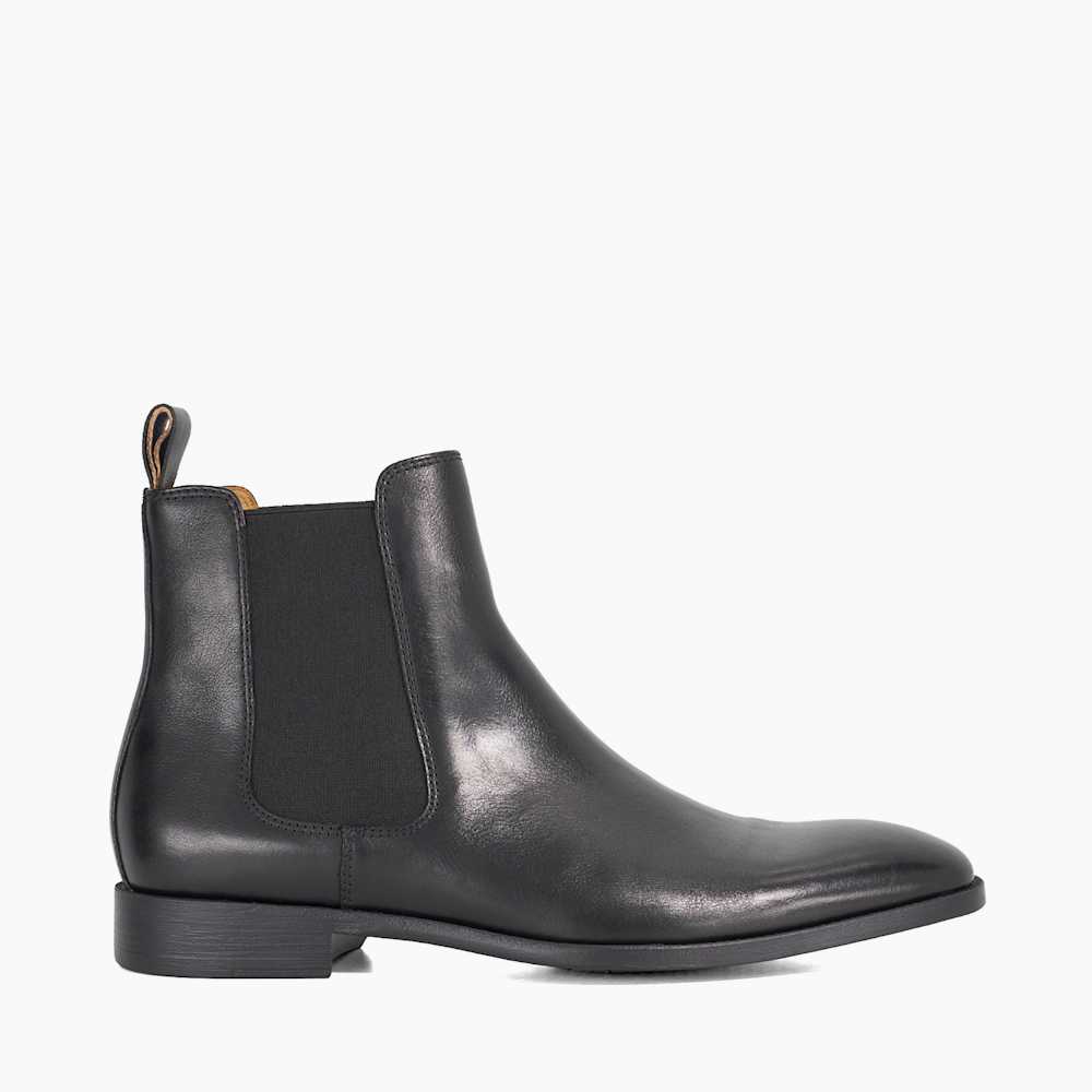 Matchin Black, Flexi Sole Leather Chelsea Boots Dune London