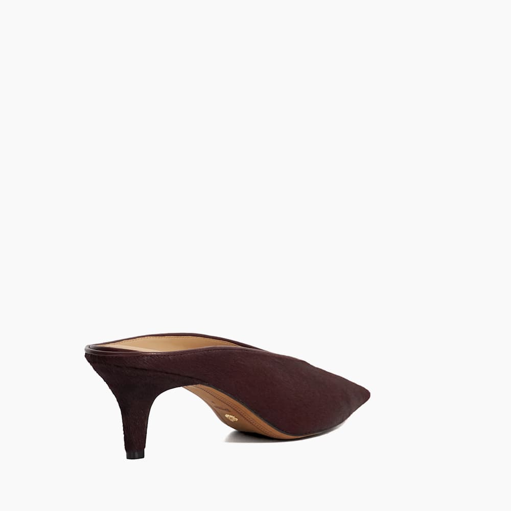 Decisive Burgundy, Leather Kitten Heel Mules | Dune London