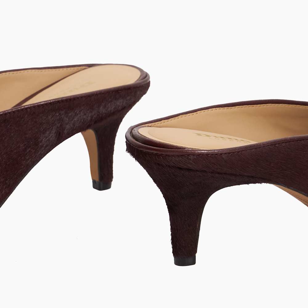 Decisive Burgundy, Leather Kitten Heel Mules | Dune London