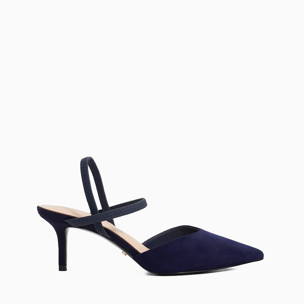 Classical Navy, Wide Fit Pointed Courts With Elasticated  display picture 3
