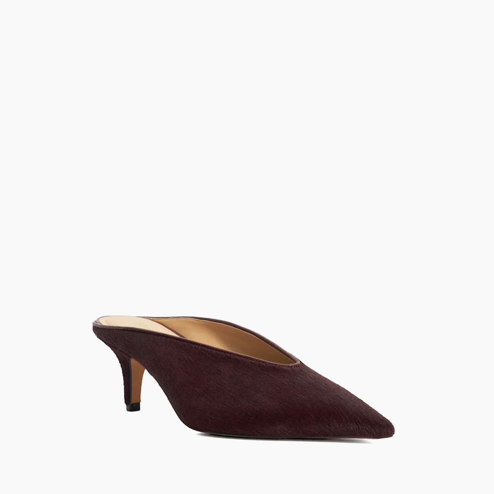 Decisive Burgundy, Leather Kitten Heel Mules | Dune London