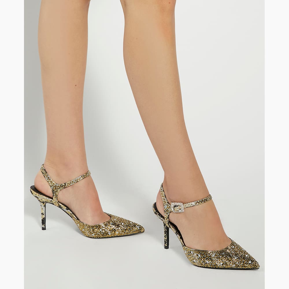 Confident Black, Hotfix Embellished Open Courts | Dune London